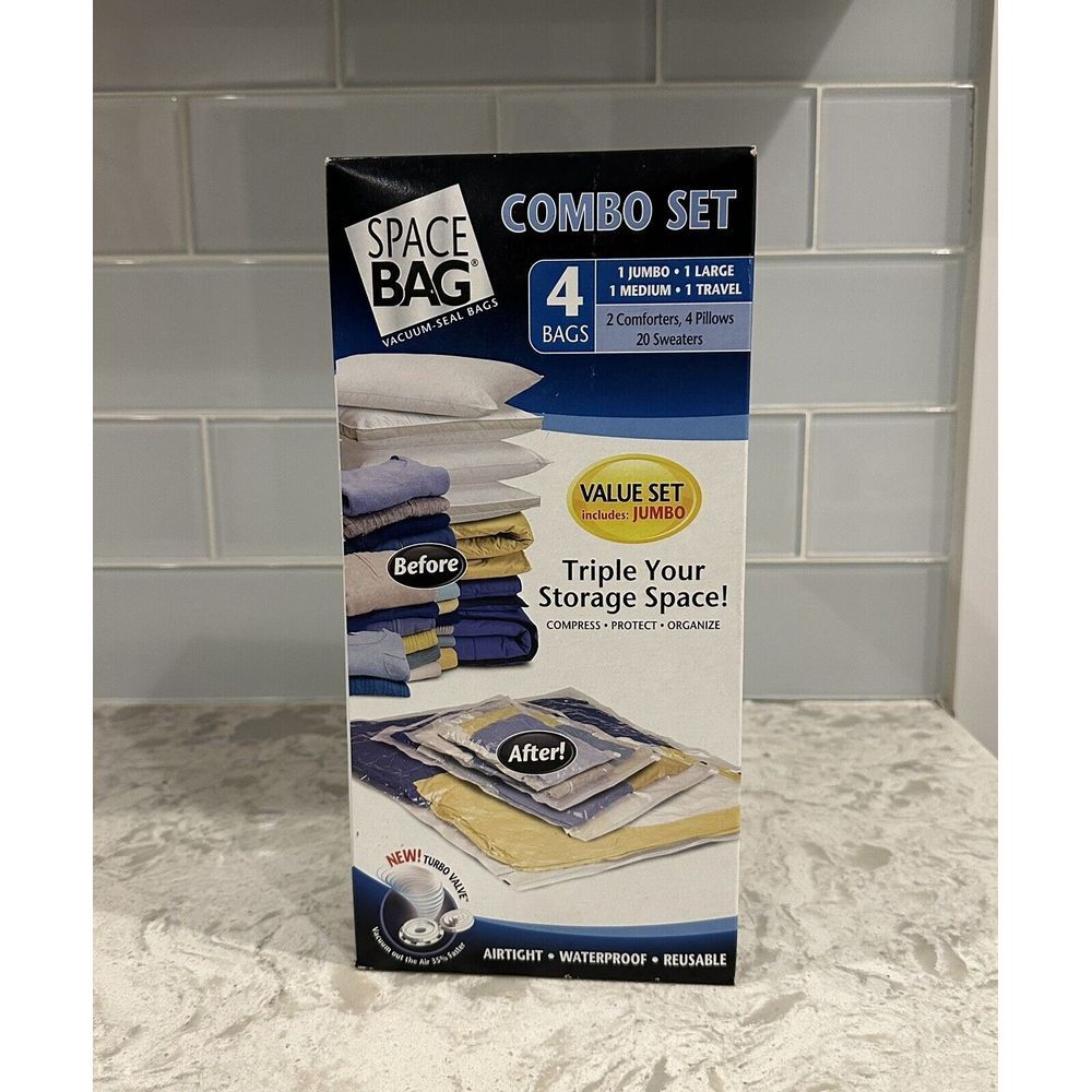 Original Space Bag Vacuum Seal Bags 4‎ Piece Set Medium Large Jumbo Travel
